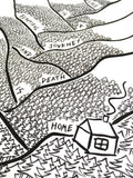 'And death is home' black ink drawing