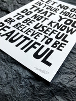 'Useful and Beautiful' A4 print
