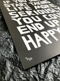'Very happy indeed' A2 print