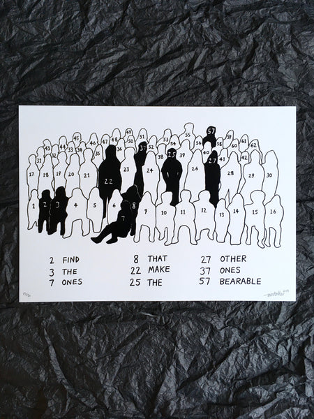 'Find the ones' A4 screen print
