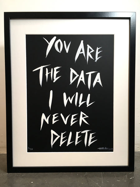 'You are the data' white ink limited edition painting