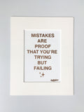 'Mistakes are proof' gold pen one-off
