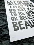 'Useful and Beautiful' A2 print